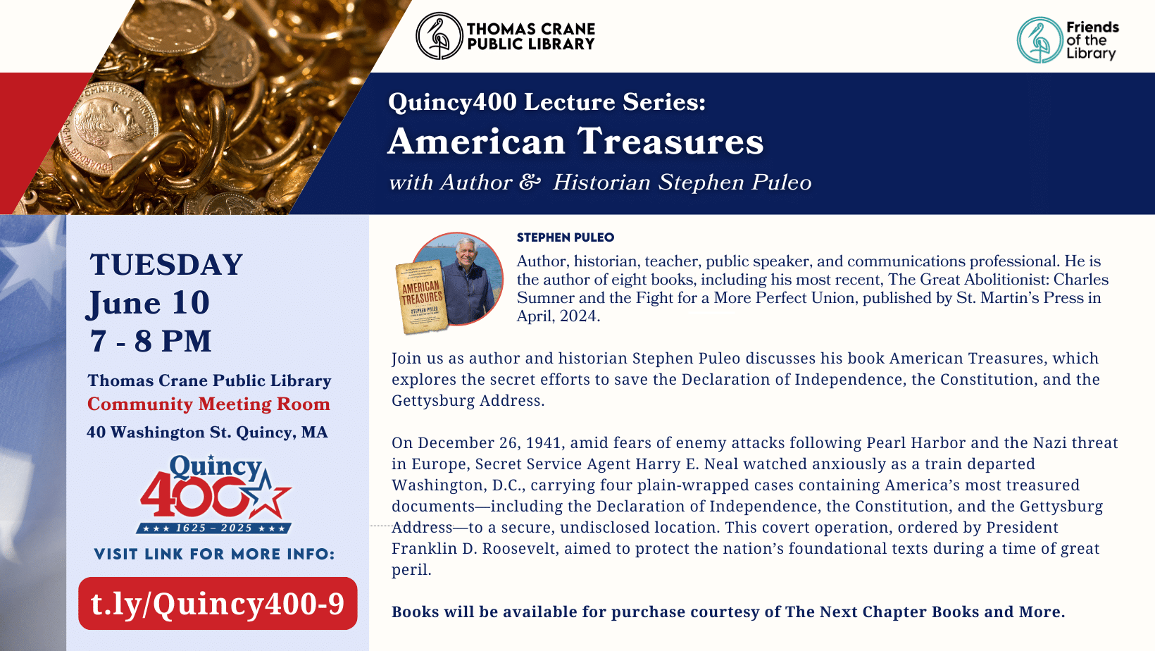Quincy 400: “American Treasures” with Stephen Puleo