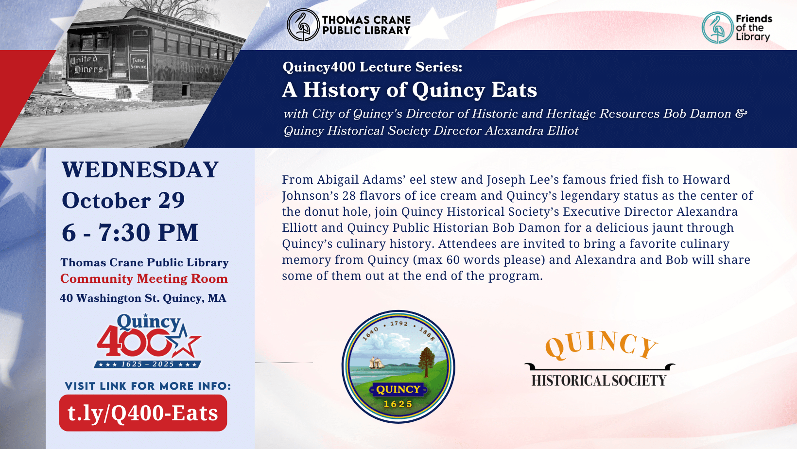 Quincy 400: Quincy Eats with Historians Bob Damon & Alexandra Elliott