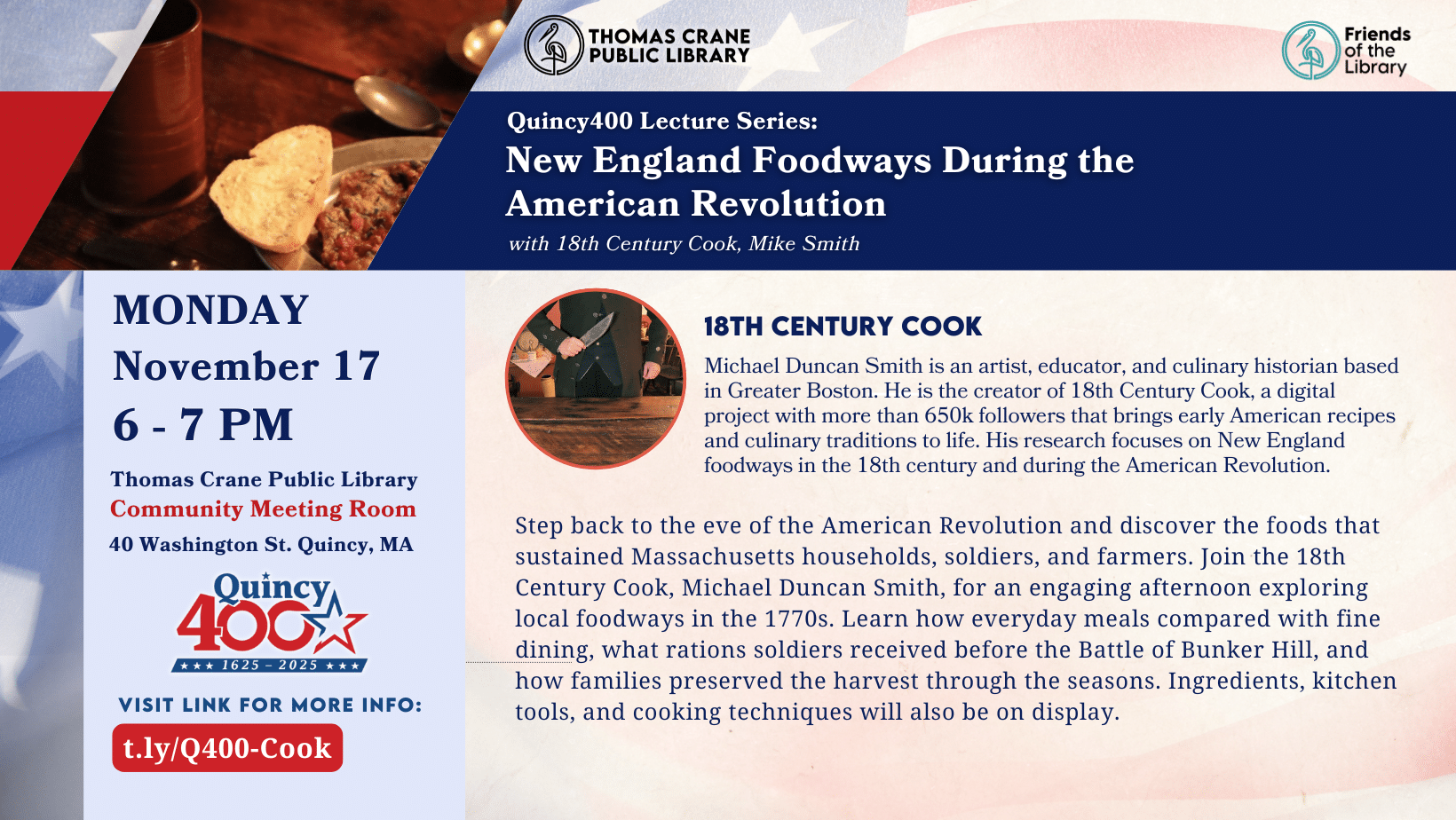 Quincy 400 x MA250: New England Foodways During the American Revolution